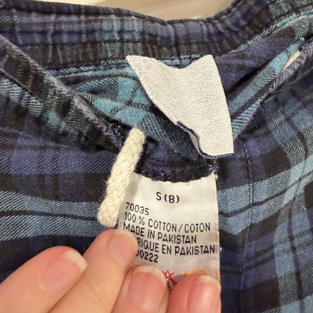 Kids Checkered Pajama Bottoms - Dark Blue and Sky Blue - Picture 13 of 13